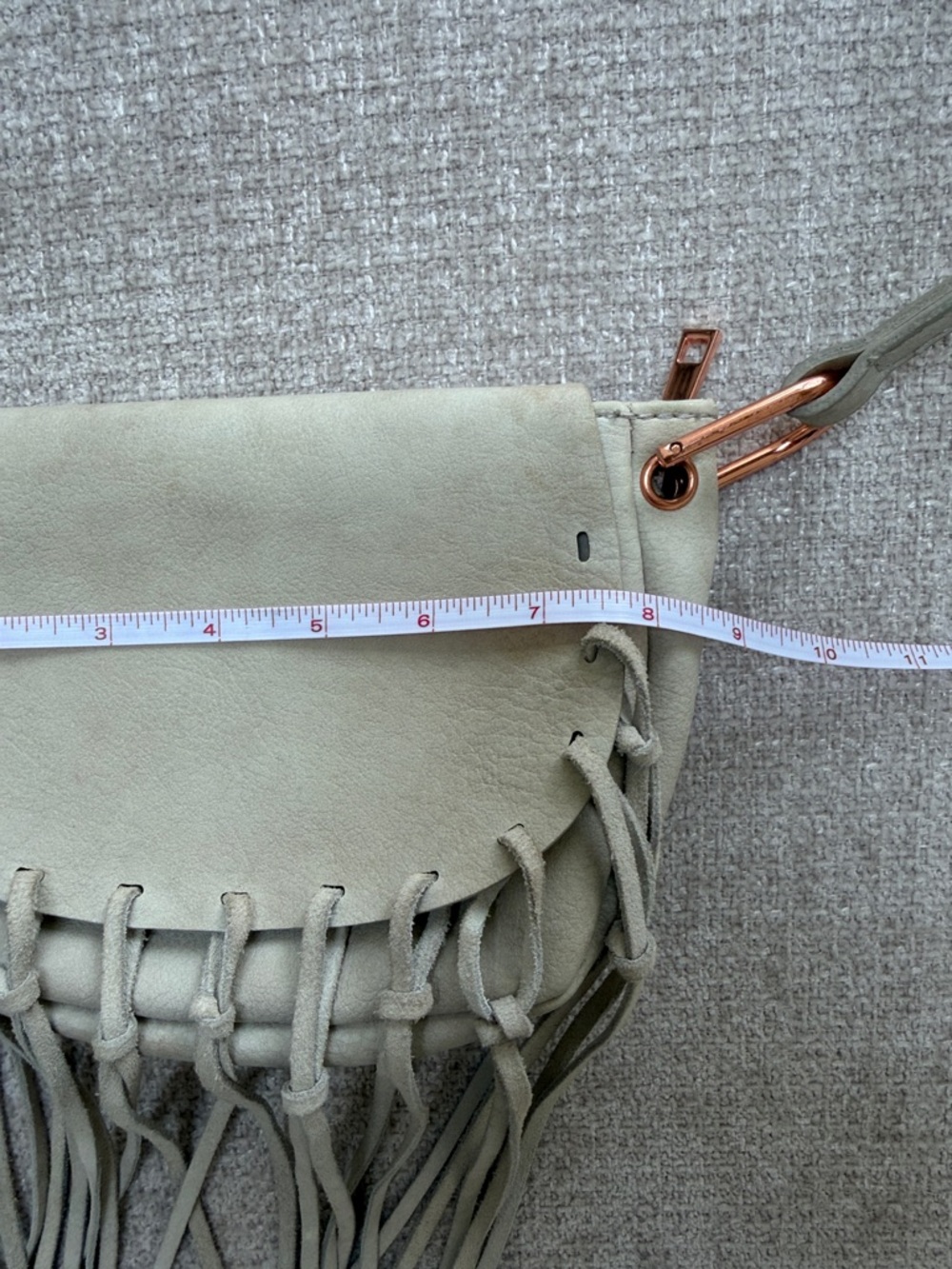 Free People Light Gray Suede Fringe Crossbody Bag - Picture 6 of 8